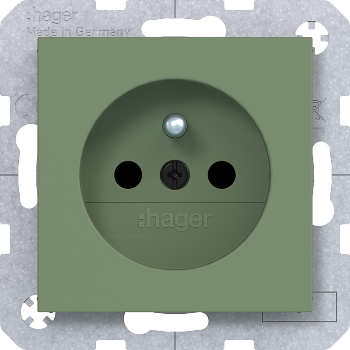 Hager A.x/C.x Wandcontactdoos Aardpen, safety plus, steekkl., A.X/C.X, aloe, mat