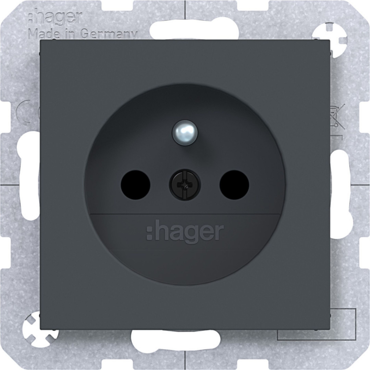 Hager A.x/C.x Wandcontactdoos Aardpen, safety plus, steekkl., A.X/C.X, antraciet