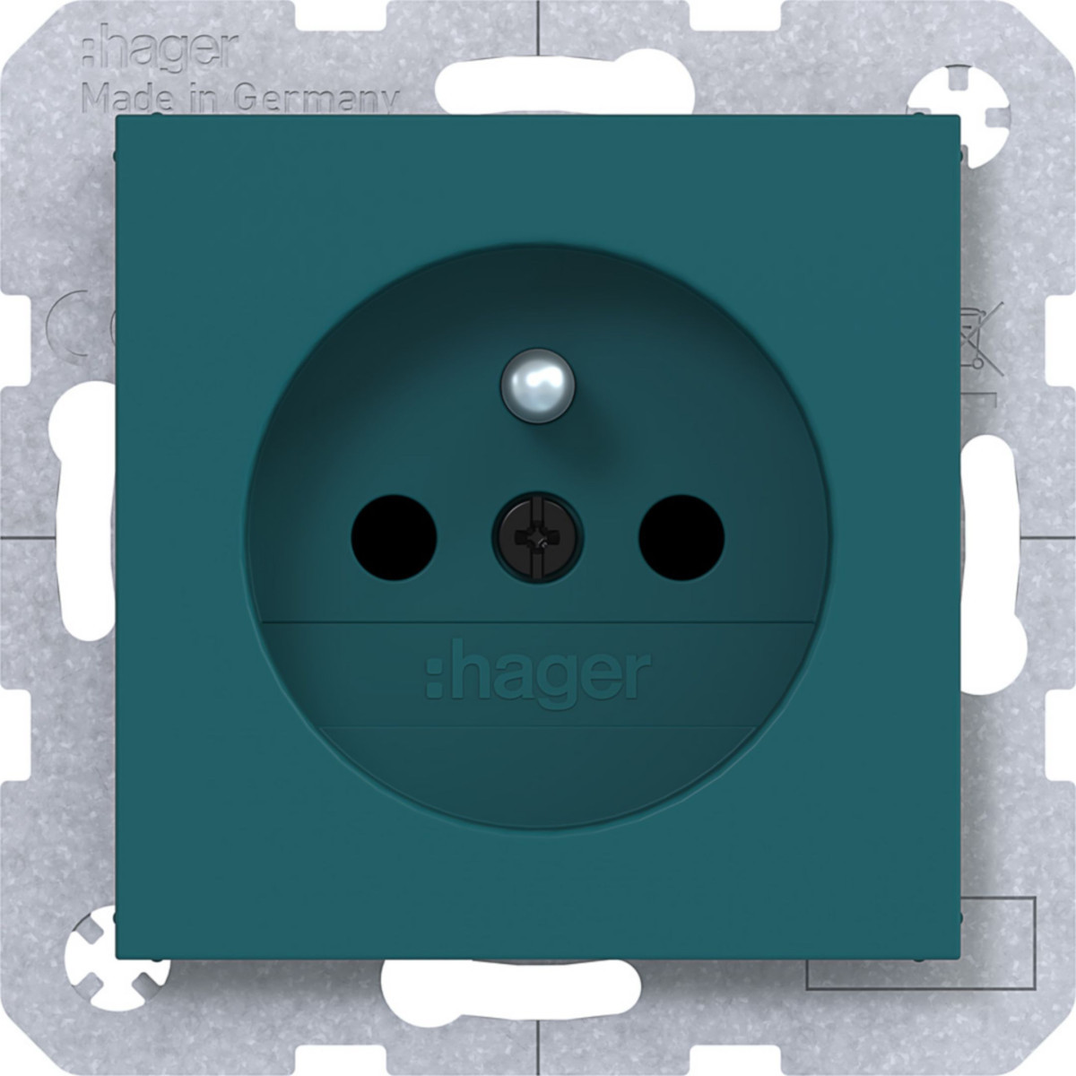 Hager A.x/C.x Wandcontactdoos Aardpen, safety plus, steekkl., A.X/C.X, azure, mat