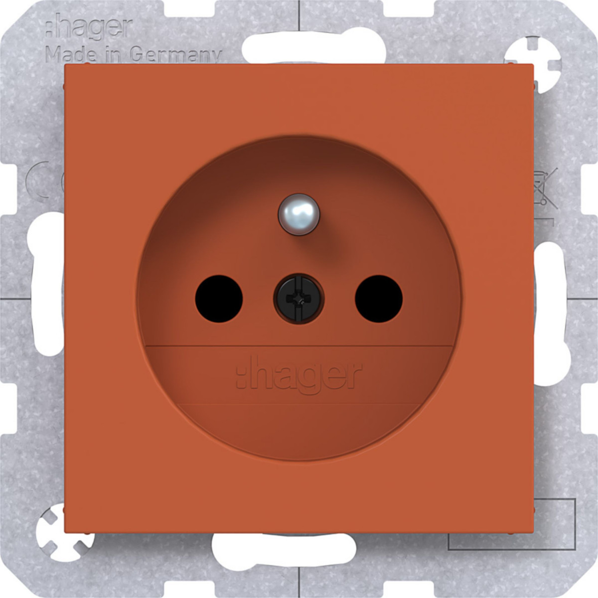 Hager A.x/C.x Wandcontactdoos Aardpen, safety plus, steekkl., A.X/C.X, canyon, mat
