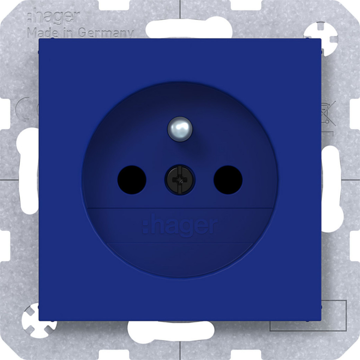 Hager A.x/C.x Wandcontactdoos Aardpen, safety plus, steekkl., A.X/C.X, cobalt, mat