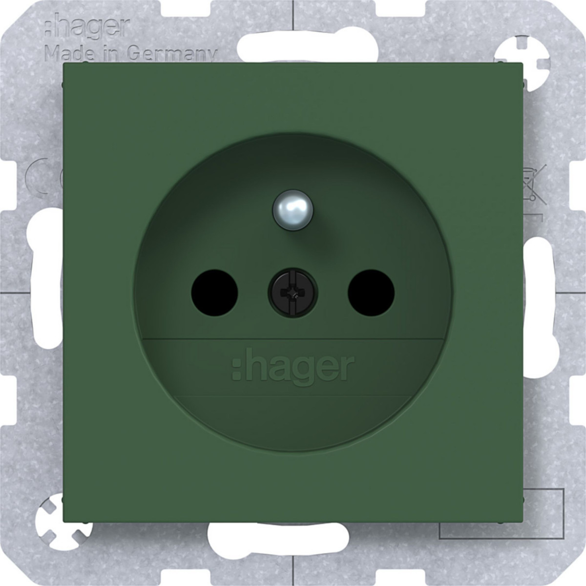 Hager A.x/C.x Wandcontactdoos Aardpen, safety plus, steekkl., A.X/C.X, forest, mat