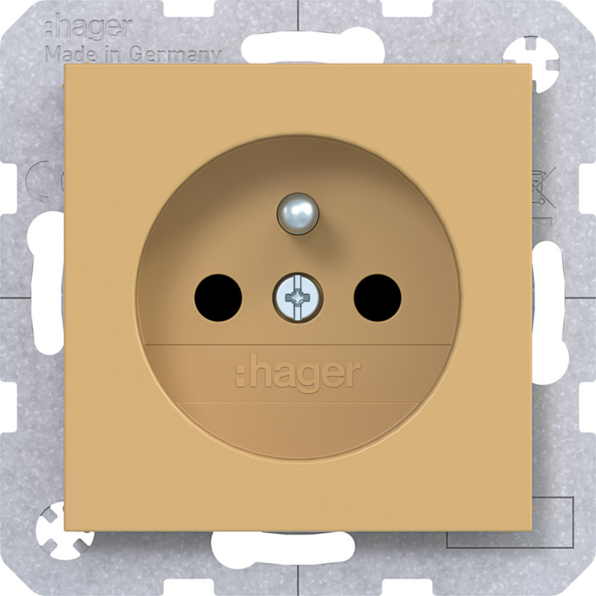 Hager A.x/C.x Wandcontactdoos Aardpen, safety plus, steekkl., A.X/C.X, hazel, mat