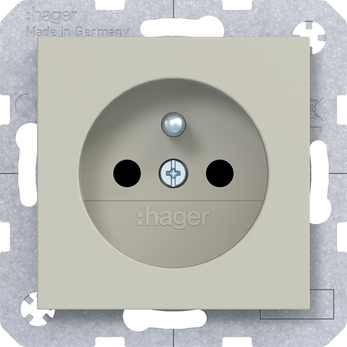 Hager A.x/C.x Wandcontactdoos Aardpen, safety plus, steekkl., A.X/C.X, pebble, mat