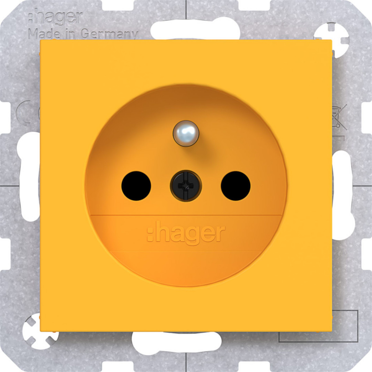 Hager A.x/C.x Wandcontactdoos Aardpen, safety plus, steekkl., A.X/C.X, saffron, mat
