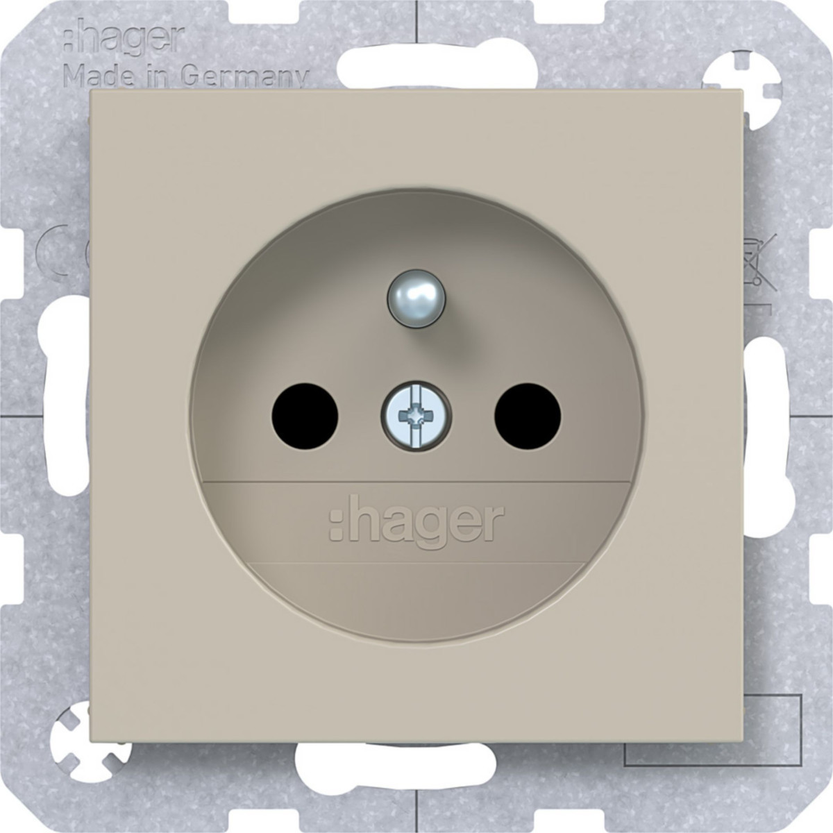 Hager A.x/C.x Wandcontactdoos Aardpen, safety plus, steekkl., A.X/C.X, sand, mat