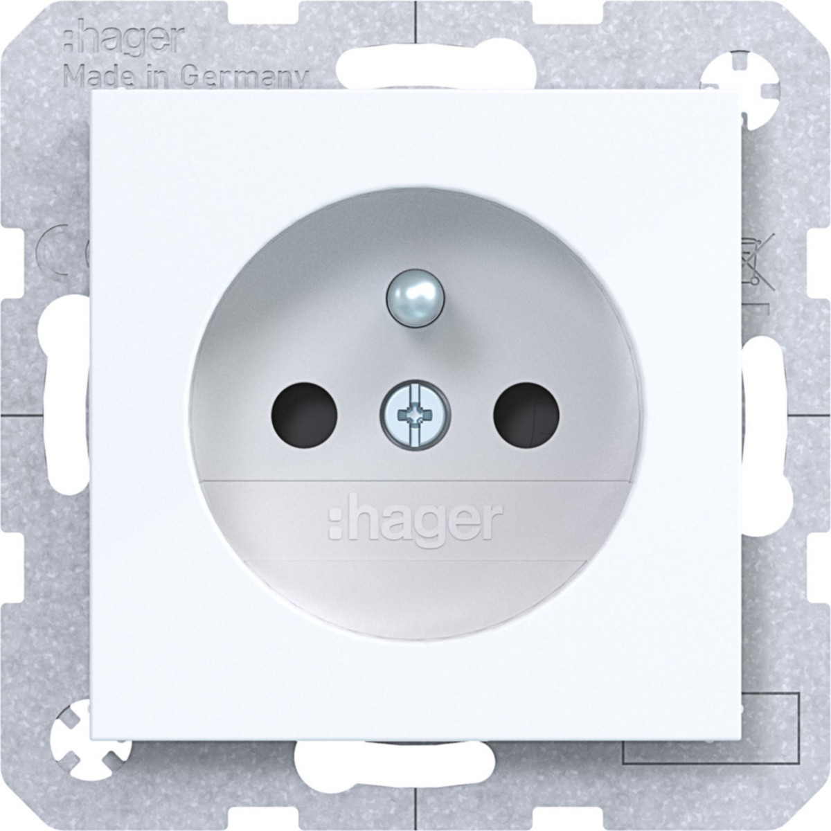 Hager A.x/C.x Wandcontactdoos Aardpen, safety plus, steekkl., A.X/C.X, wit glanzend
