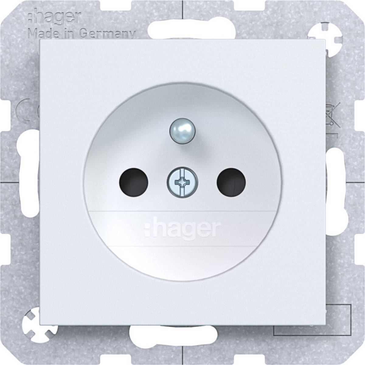 Hager A.x/C.x Wandcontactdoos Aardpen, safety plus, steekkl., A.X/C.X, wit mat