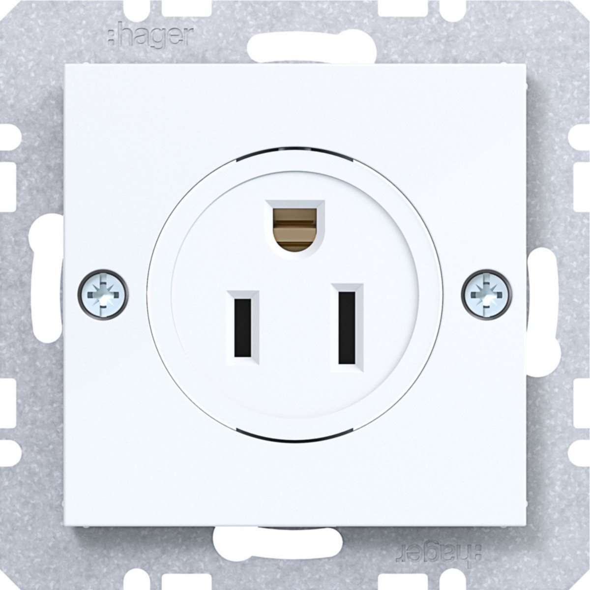 Hager A.x/C.x Wandcontactdoos Usa/canada nema 5-15 R, SCHR.KL., A.X/C.X, wit GLZ.