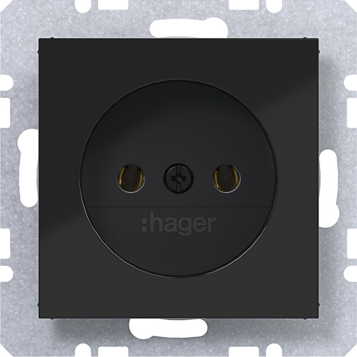 Hager A.x/C.x Wandcontactdoos Zonder randaarde, A.X/C.X, nachtzwart glanzend