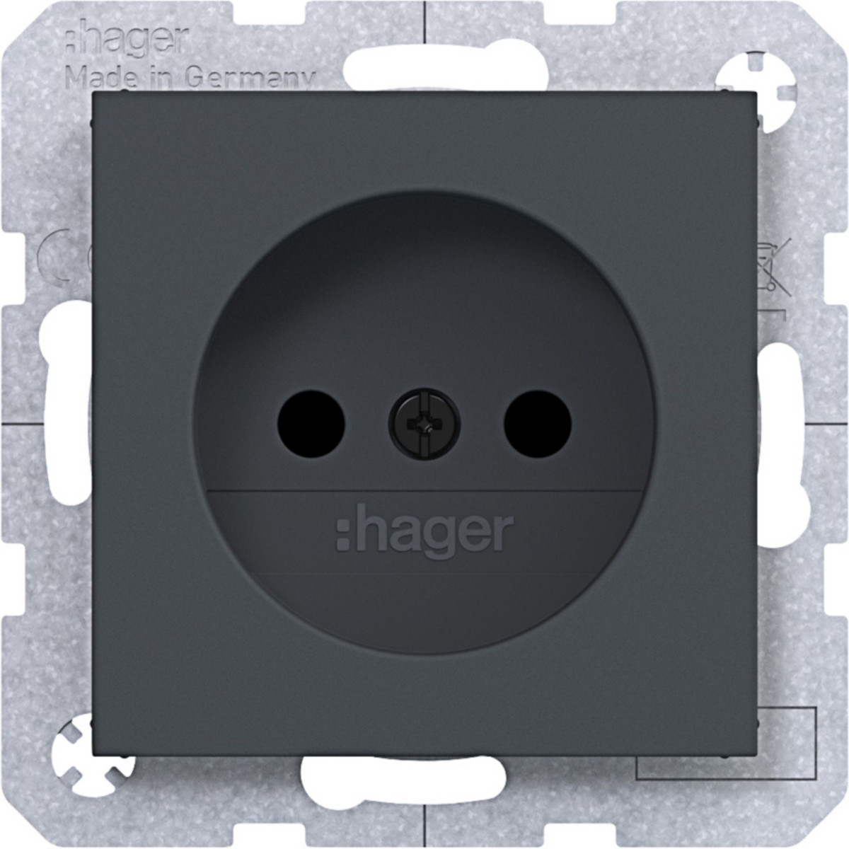 Hager A.x/C.x Wandcontactdoos Zonder randaarde, safety plus, A.X/C.X, antraciet