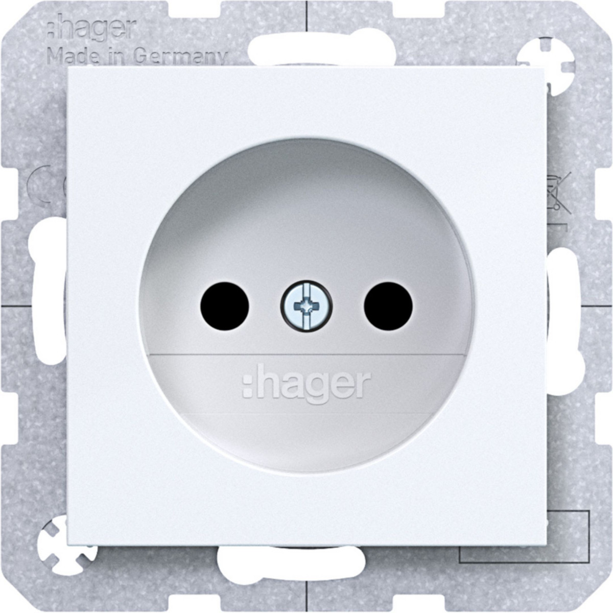 Hager A.x/C.x Wandcontactdoos Zonder randaarde, safety plus, A.X/C.X, lichtwit GLZ.