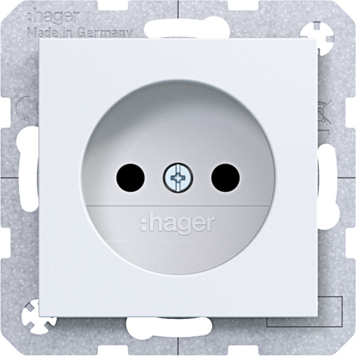 Hager A.x/C.x Wandcontactdoos Zonder randaarde, safety plus, A.X/C.X, lichtwit mat