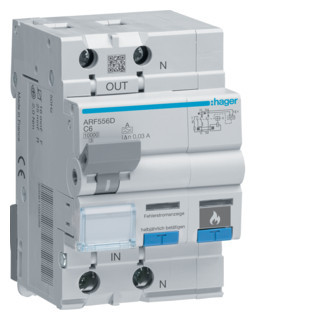 Hager Afdd Met aardlekautomaat 1P+N 10ka C-6a 30ma A 3M Hager Afdd Met aardlekautomaat 1P+N 10ka C-6a 30ma A 3M