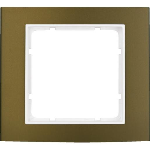Hager Berker B.3 afdekraam 1-voudig aluminium bruin (binnenring polarwit mat)