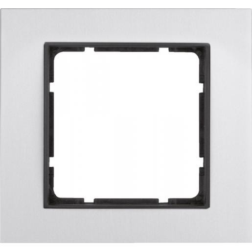 Hager Berker B.7 afdekraam 1-voudig aluminium (binnenring antraciet mat)