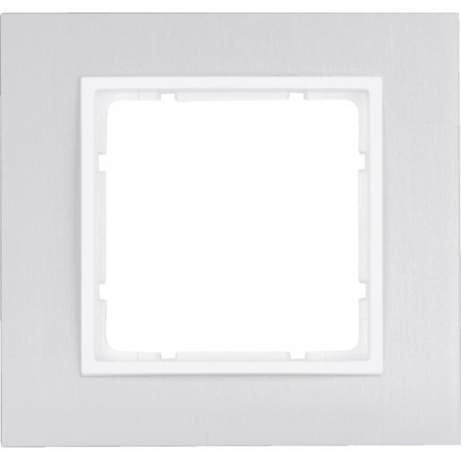Hager Berker B.7 afdekraam 1-voudig aluminium (binnenring polarwit mat)
