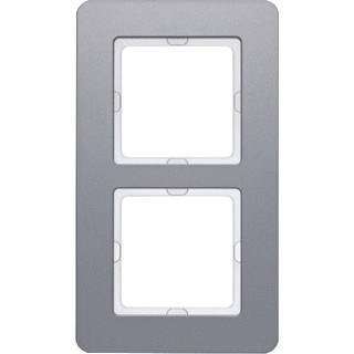 Berker Q.7 afdekraam 2V horizontaal en verticaal aluminium ip20