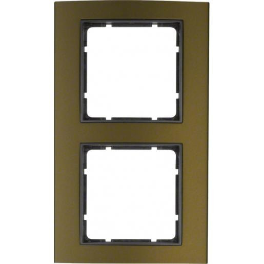 Hager Berker B.3 afdekraam 2-voudig aluminium bruin (binnenring antraciet mat)