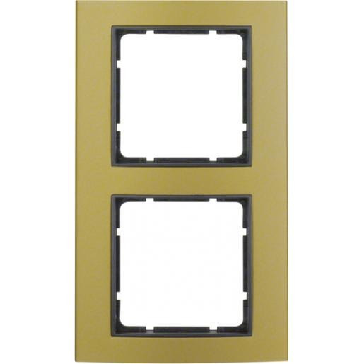 Hager Berker B.3 afdekraam 2-voudig aluminium goud (binnenring antraciet mat)