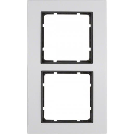Hager Berker B.7 afdekraam 2-voudig aluminium (binnenring antraciet mat)