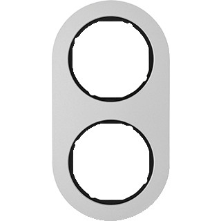 Hager Berker R.classic afdekraam 2-voudig aluminium (binnenring zwart)