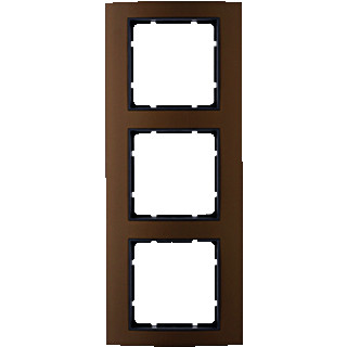 Hager Berker B.3 afdekraam 3-voudig aluminium bruin (binnenring antraciet mat)