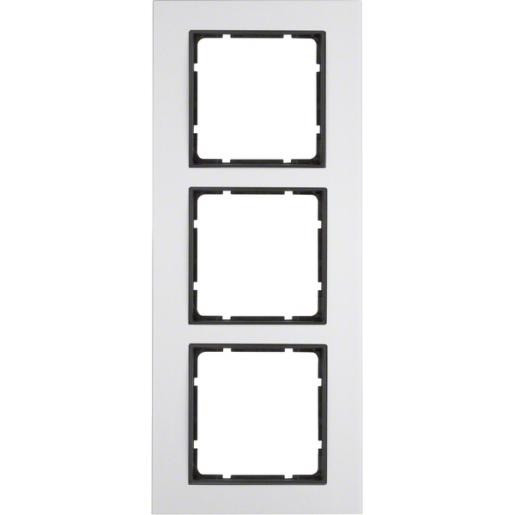 Hager Berker B.7 afdekraam 3-voudig aluminium (binnenring antraciet mat)