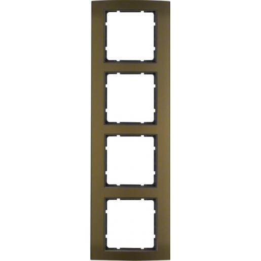 Hager Berker B.3 afdekraam 4-voudig aluminium bruin (binnenring antraciet mat)