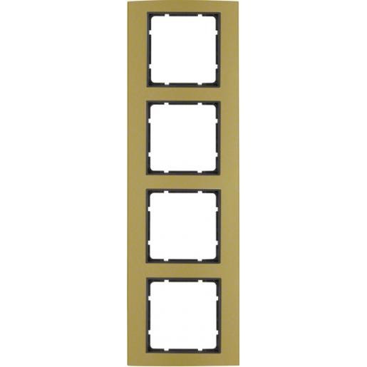 Hager Berker B.3 afdekraam 4-voudig aluminium goud (binnenring antraciet mat)