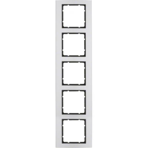 Hager Berker B.7 afdekraam 5-voudig aluminium (binnenring antraciet mat)