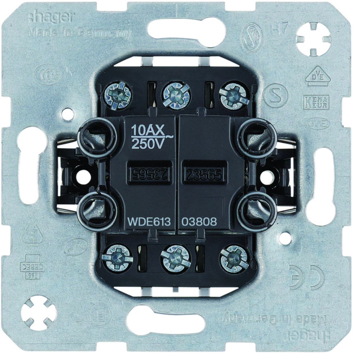 Hager Basiselementen Dubbele Wisselschakelaar gescheiden ingang zonder spreidklemmen