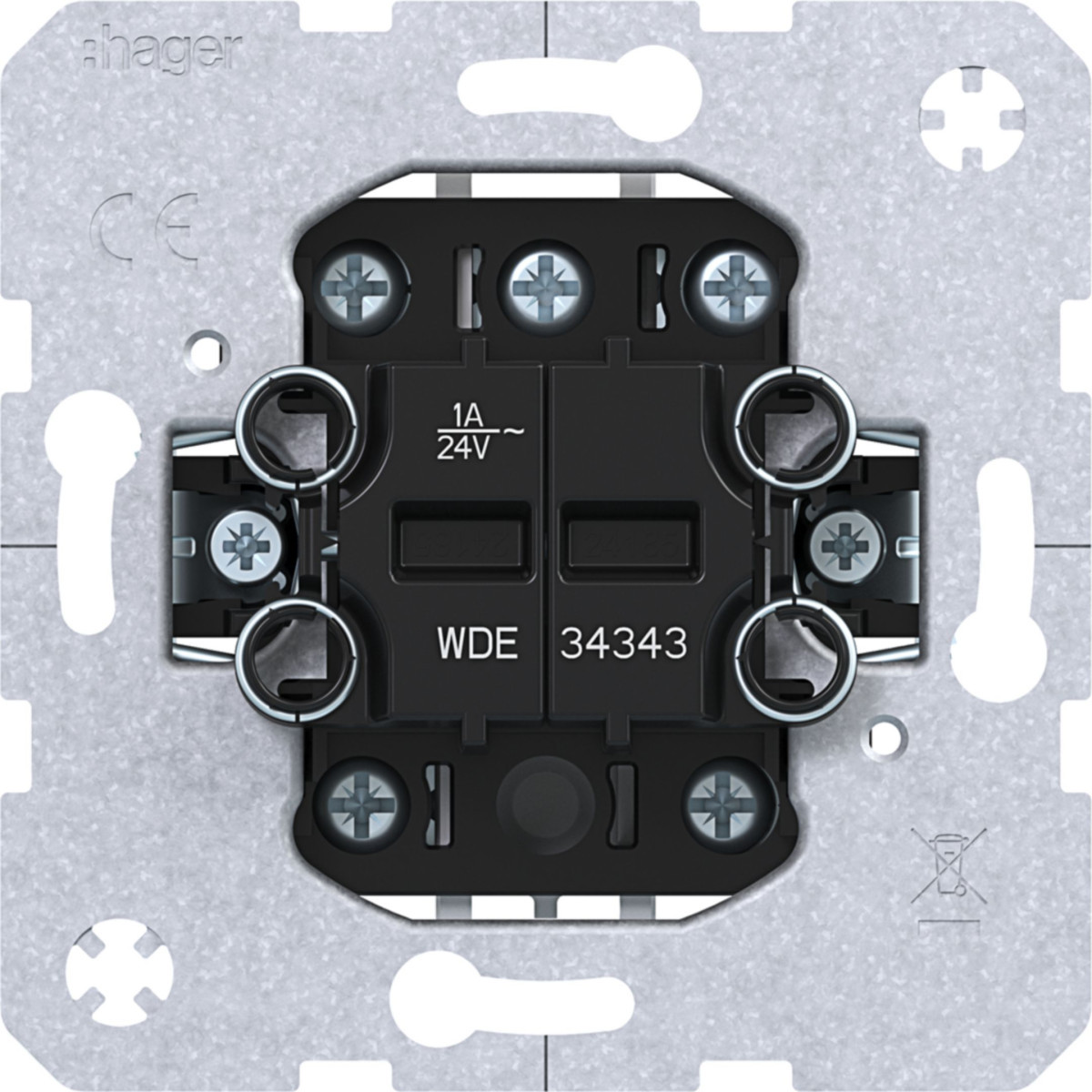 Hager Basiselementen Serie Impulsdrukker 4-voudig, 230/24 V