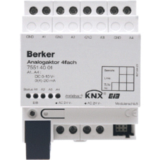 Berker Analoge actor din instabus eib lichtgrijs KNX 0 - 10V 4-voudig KNX din-rail