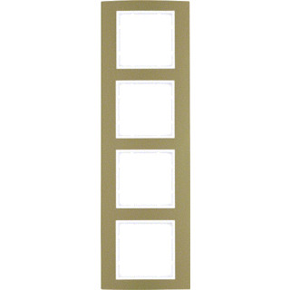 Hager Berker B.3 afdekraam 4-voudig aluminium goud (binnenring polarwit mat)