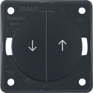 Hager Berker Integro Flow jaloezie-impulsdrukker zwart glanzend