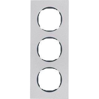 Berker R.8 afdekraam 3V horizontaal en verticaal roestvaststaal ( RVS ) ip20