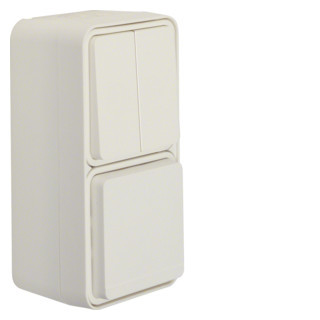 Hager berker Combi Cont.DS. + serieschak. met behuizing, W.1 polarwit
