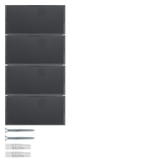 Hager berker Drukknop Opzetmod. 4-V met tekstv. S/B aluminium/antraciet