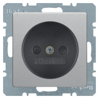 Berker Q.1/Q.3 wandcontactdoos inbouw (stucwerk) 1V KV aluminium