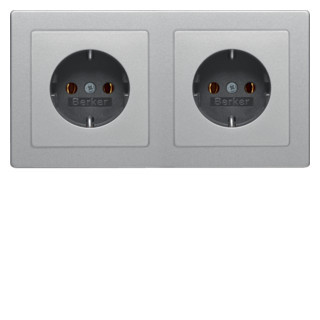 Berker Q.1/Q.3 wandcontactdoos inbouw (stucwerk) ra 2V aluminium