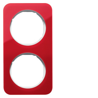Hager Berker R.1 afdekraam 2-voudig rood transparant acryl (binnenring wit)