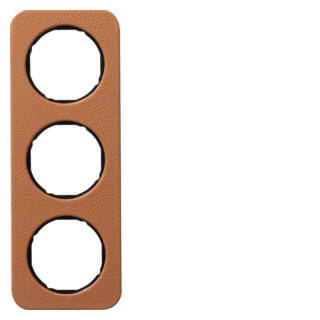 Hager Berker R.1 afdekraam 3-voudig bruin leder (binnenring zwart)