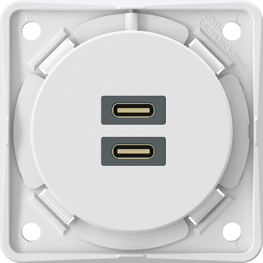 Hager berker Usb C+C (PD) wandcontactdoos, integro, polarwit