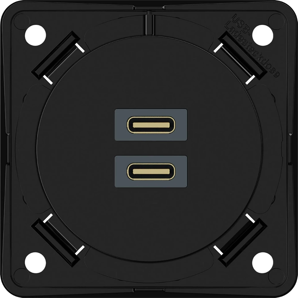 Hager berker Usb C+C (PD) wandcontactdoos, integro, zwart