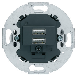 Hager berker Usb Oplaadstopcontact 230 V 2-voudig 3 A, S1930/R.classic, antr. mat