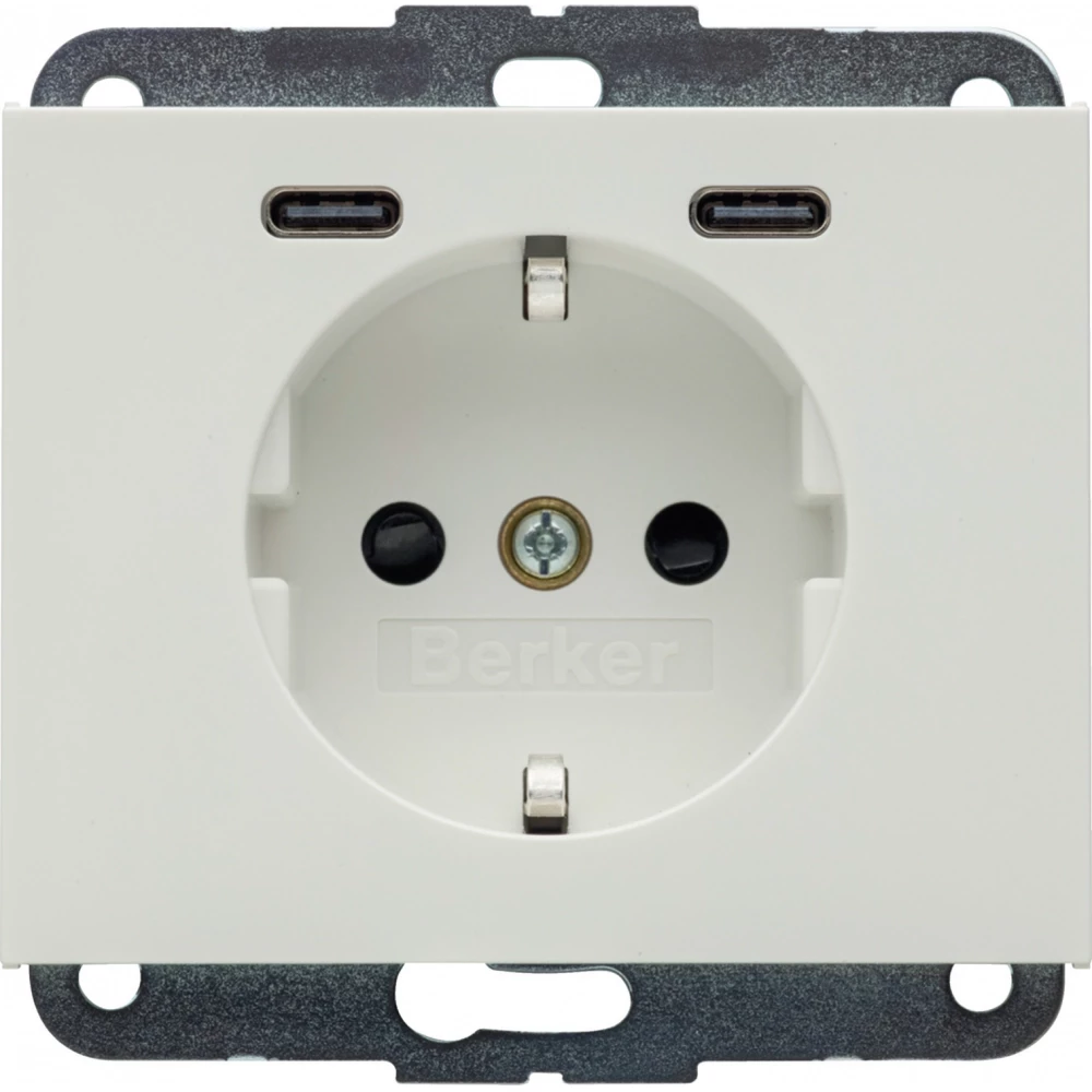 Hager berker WCD Ra, 2 X usb C (PD), K.1 polarwit glanzend