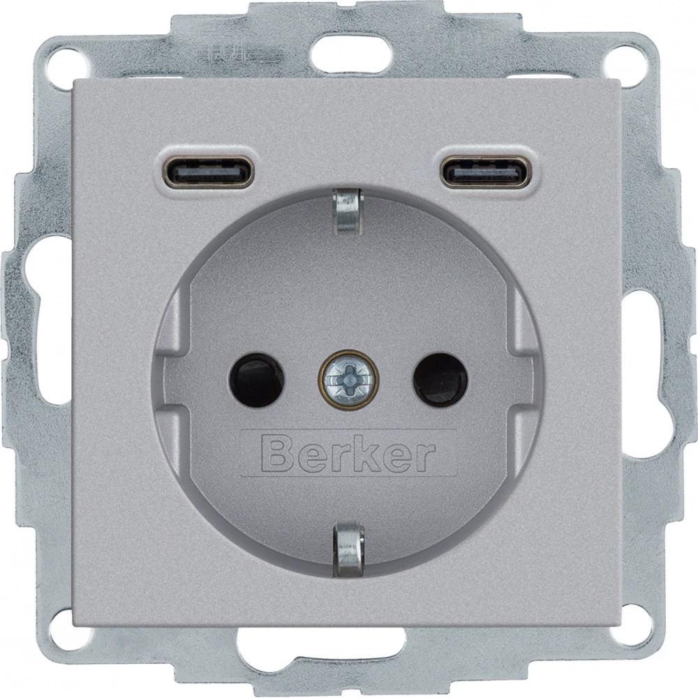 Hager berker WCD Ra, 2 X usb C (PD), S.1/B.X alu mat Hager berker WCD Ra, 2 X usb C (PD), S.1/B.X alu mat