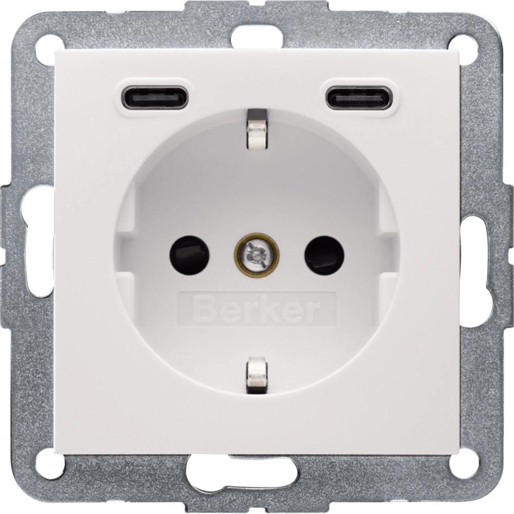 Hager berker WCD Ra, 2 X usb C (PD), S.1 wit GLZ. Hager berker WCD Ra, 2 X usb C (PD), S.1 wit GLZ.