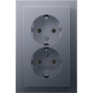 Berker Q.3 wandcontactdoos inbouw (stucwerk) ra 2V aluminium